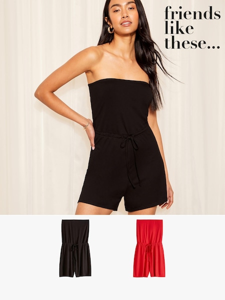 Friends Like These Red/Black Bandeau Tie Waist Jersey Playsuit 2 Pack (B39121) | €19