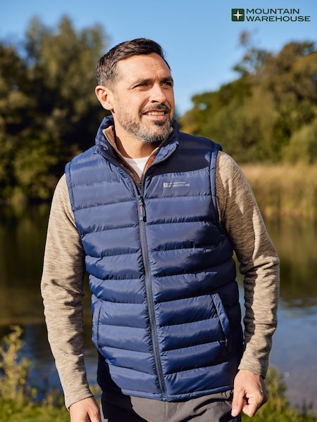 Mountain Warehouse Light Blue Seasons II Mens Water Resistant Padded Gilet (B39168) | €53