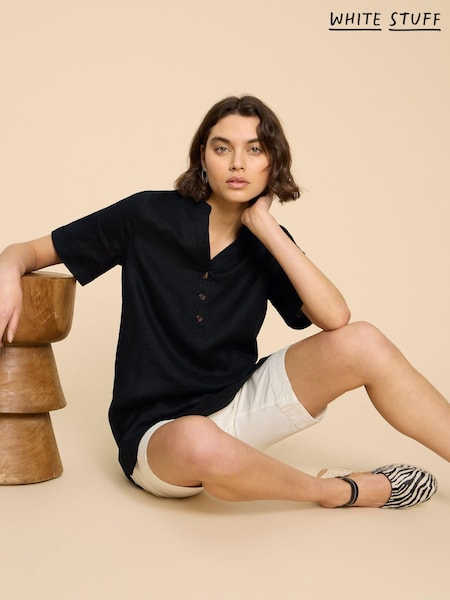 White Stuff Black 100% Linen Lina Tunic (B39271) | €44.50