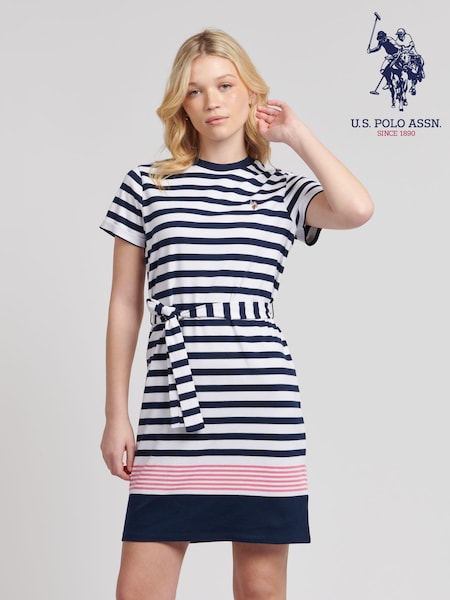 U.S. Polo Assn. Womens Striped Belted T-Shirt Dress (B39332) | €102