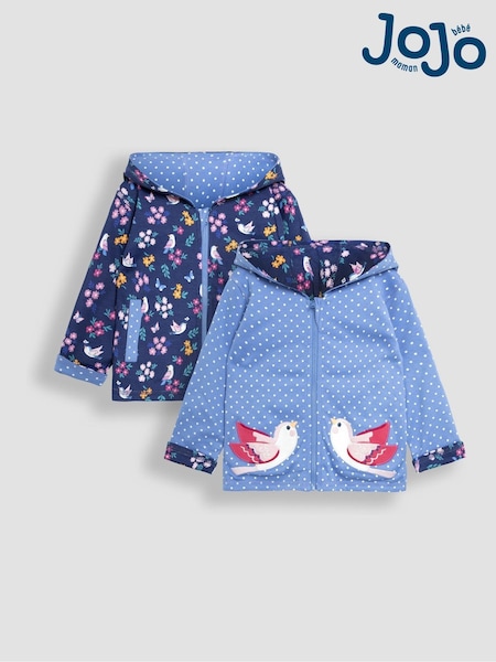 Albastru cu model păsări - Hanorac reversibil cu aplicație JoJo Maman Bébé (B39349) | 209 LEI