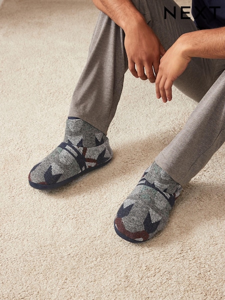 Navy Woven Boot Slippers (B39353) | €18