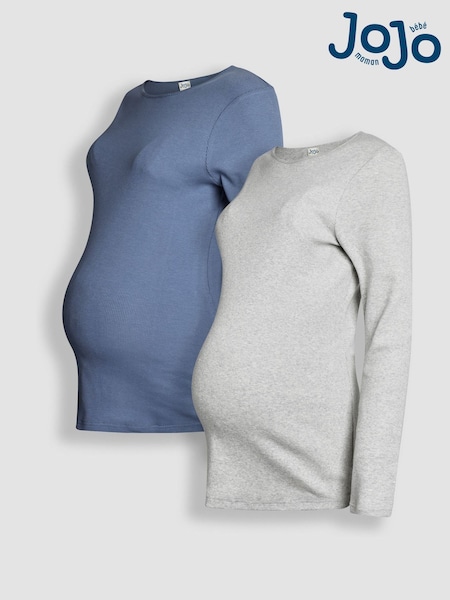 JoJo Maman Bébé 2-Pack Ribbed Jersey Maternity Tops (B39364) | €58