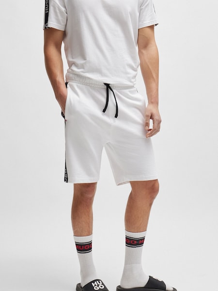 Alb - Pantaloni scurți din HUGO flaușat cu logo 100% Jerseu bandă (B39381) | 330 LEI
