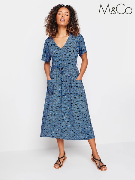 Albastru - M&Co Tie Waist Dress (B39387) | 121 LEI
