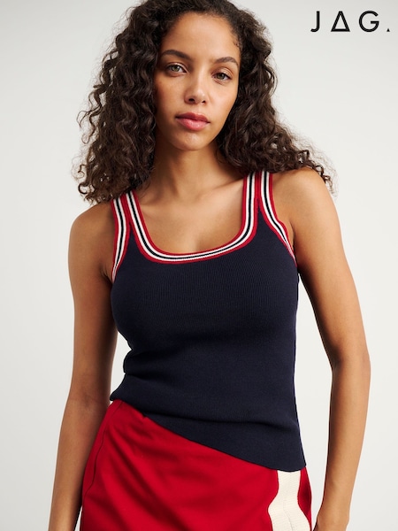 Navy Blue - Jag Lydia Stripe Tank Top