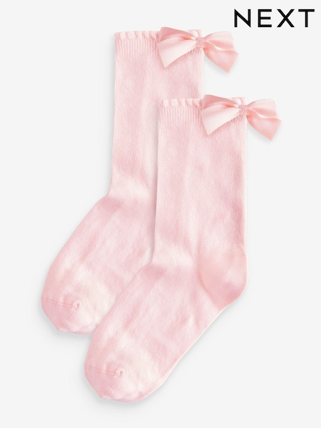 rožnata - Cotton Rich Bow Ankle School Socks 2 Pack (B39541) | € 4 - € 5