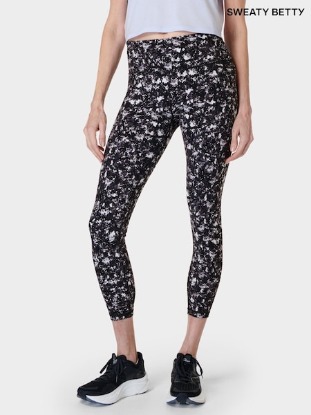 Sweaty Betty Black Electric Texture Print 7/8 Length Power Workout Leggings (B39608) | €56