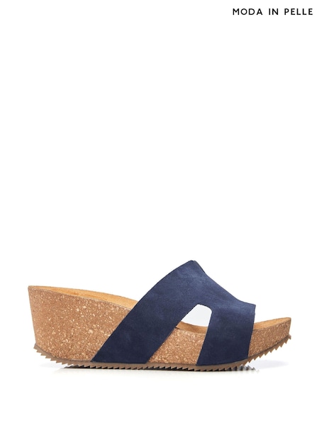 Moda in Pelle Hollie H Band Mules Cork Wedges (B39728) | ₪397