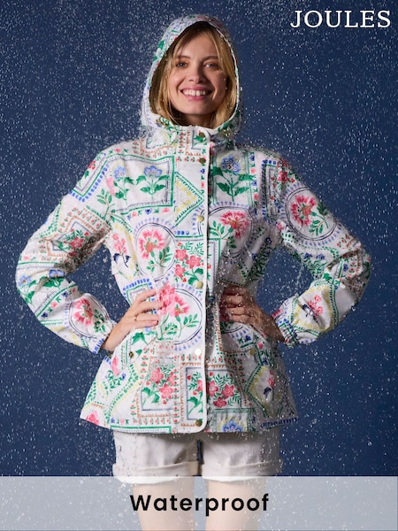 Joules Holt Floral Packable Waterproof Raincoat with Hood (B39770) | €100