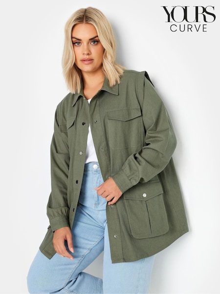 Yours Curve Green 100% Cotton Carpenter Twill Jacket (B39807) | €58