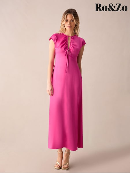 Ro&Zo Pink Arabella Satin Keyhole Front Dress (B39813) | AED323