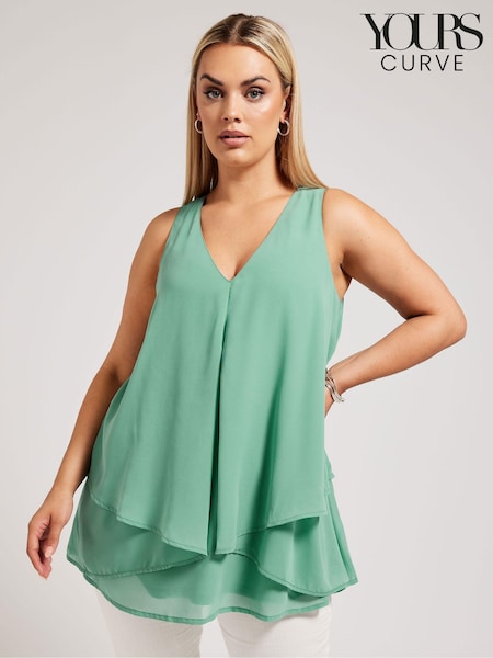 Зеленый - Yours Curve London Layered Sleeveless Blouse (B39823) | €42