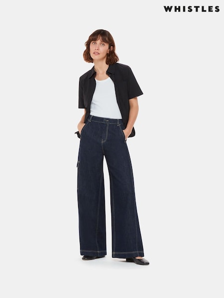 Whistles Blue Wide Leg Cargo Jeans (B39944) | €61