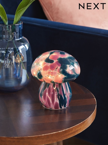 Blue Confetti Toadstool Battery Operated Glass Feature Light (B39954) | €23.50