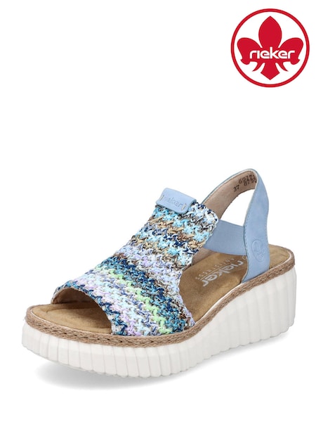 Rieker Womens Blue Elastic Stretch Sandals (B39964) | ‏337‏₪