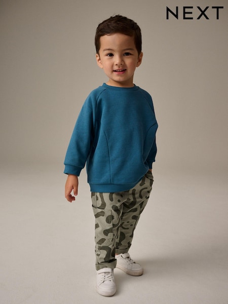 Green Print 100% Cotton Trousers and Sweatshirt Set (3mths-7yrs) (B40031) | €18 - €23