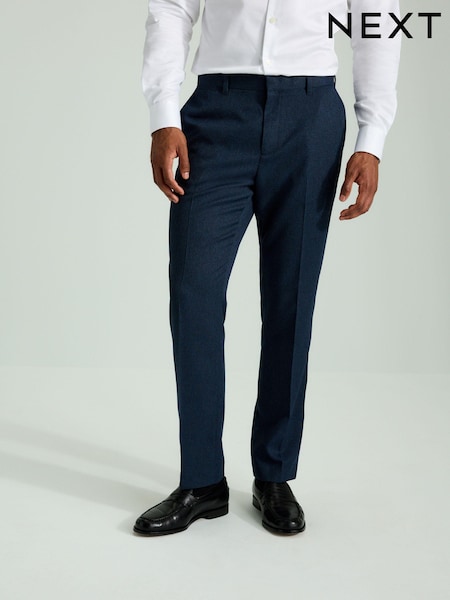 Navy Blue Tape Detail Textured Tuxedo Trousers (B40103) | kr340