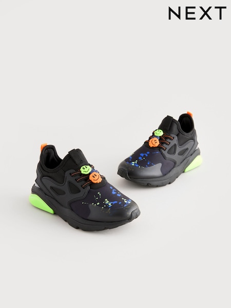 Black Fluro Elastic Lace Trainers (B40215) | AED92 - AED117