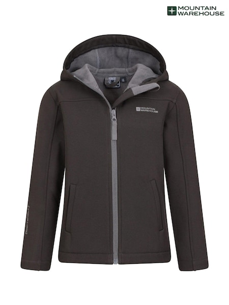 Mountain Warehouse Black Exodus Kids Water Resistant Softshell Jacket (B40295) | AED151