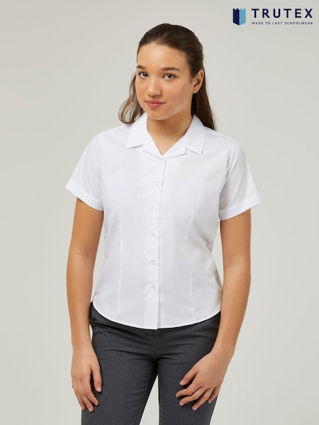 Trutex White Revere Collar Slim Fit Short Sleeve 2 Pack School Shirts (B40330) | 31 €