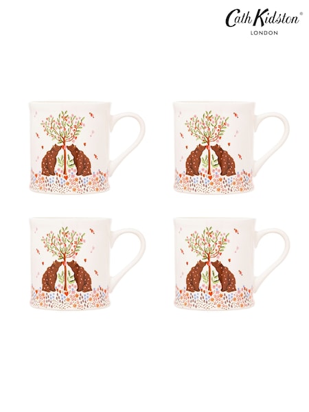 Cath Kidston Set of 4 Cream Oh My Heart Mugs (B40389) | €54