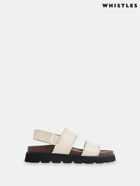 Whistles White Whipstitch Ruben Touch Fasten Sandals (B40599) | €216