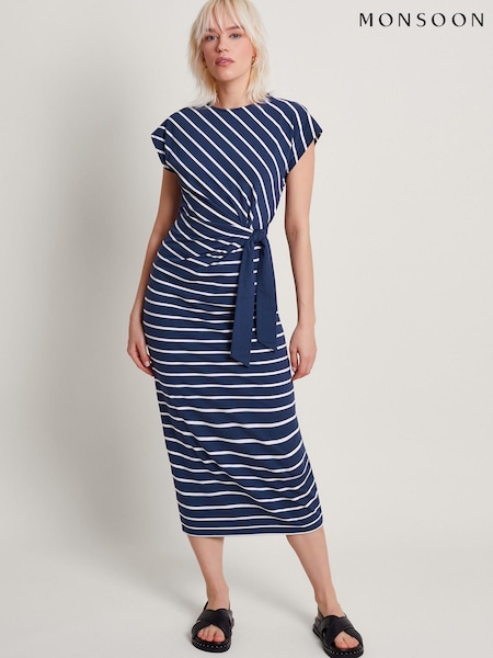 Monsoon Blue Sanya Stripe Tie Dress (B40638) | 313 LEI