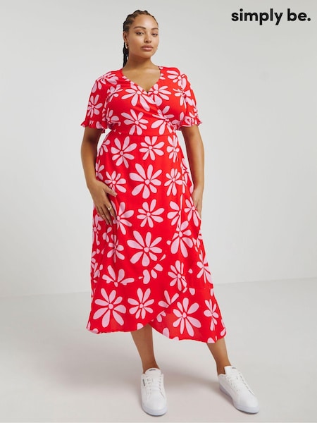 Simply Be Crinkle Wrap Midi Dress (B40670) | 150 LEI
