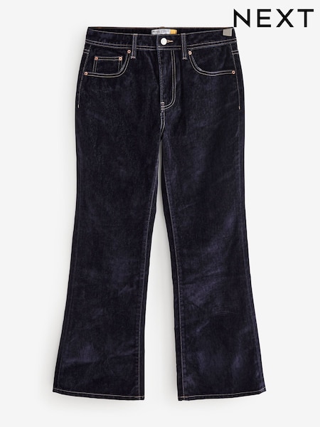 Navy Velvet Flocked Relaxed Bootcut 100% Cotton Jeans (B40696) | €20