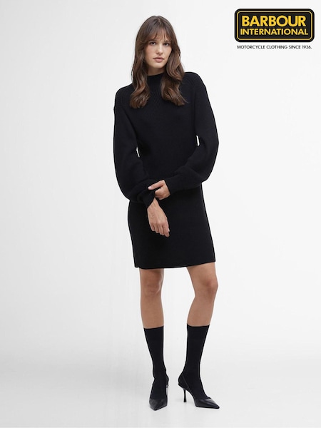 Barbour® International 100% Cotton Franchesca Funnel Neck Ribbed Knit Dress (B40819) | ₪503