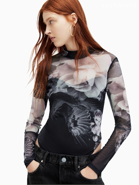 Черный - AllSaints Elia Valley Bodysuit (B40835) | €40