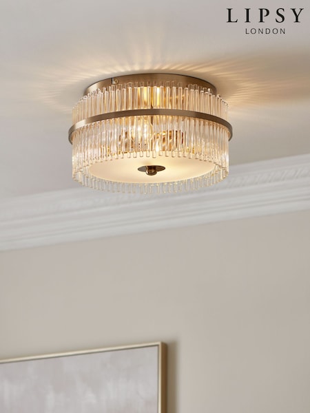 Lipsy Gold Flush Fitting Round Glass Ceiling Light (B40925) | €203