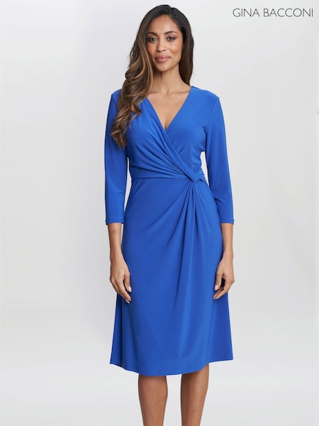 Gina Bacconi Blue Antonia Jersey Wrap Dress (B40963) | €77