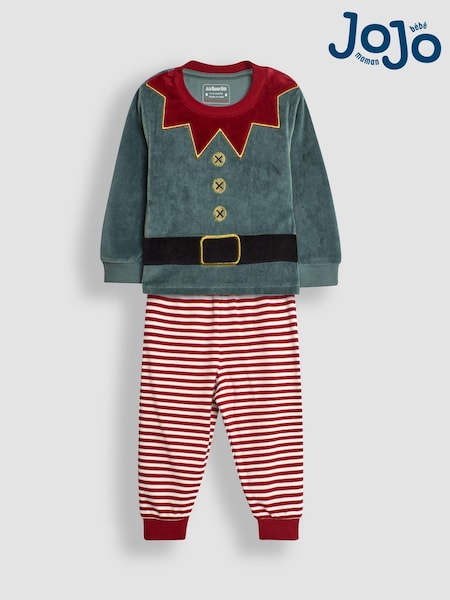 JoJo Maman Bébé Red Christmas Elf Jersey Pyjamas (B41030) | €35