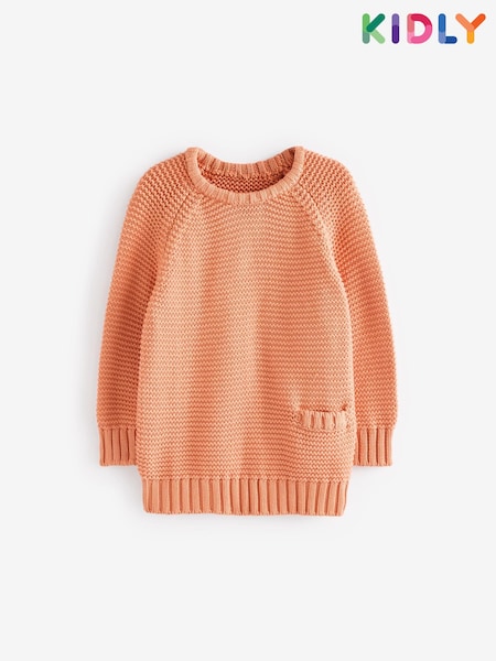 KIDLY Orange Garter Stitch Jumper (B41045) | 125 LEI
