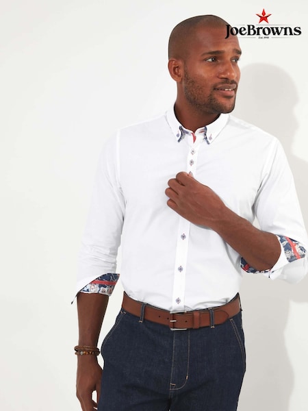 Joe Browns White 100% Cotton Smart Double Collared Shirt (B41088) | AED116