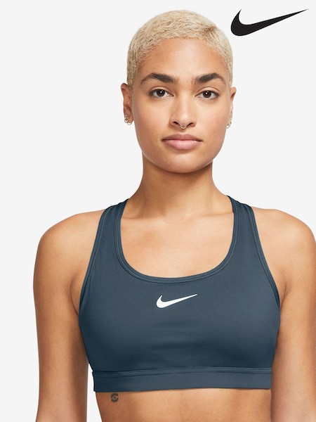 Nike Teal Blue Swoosh Medium Support Padded Sports Bra (B41260) | €26