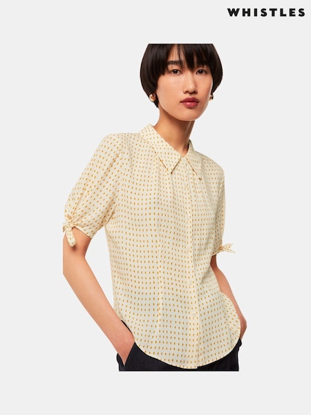 Whistles Cream Oval Spot Tie Sleeve Shirt (B41348) | €56