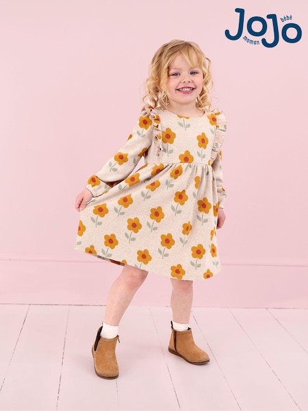 JoJo Maman Bébé Natural Floral Knitted Dress (B41350) | €13