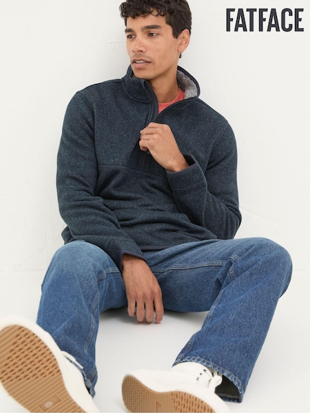 FatFace Haxby Navy Blue Half Neck Sweatshirt (B41452) | R$ 545