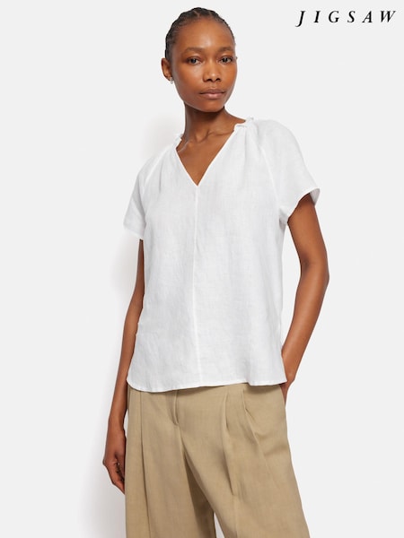 Jigsaw Blue Linen Shell Top (B41460) | €54