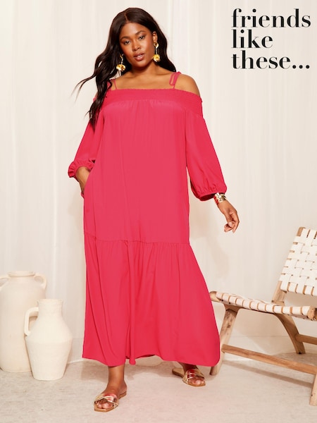 Roz - Curves Like These Cold Shoulder  Midaxi Rochie (B41584) | 175 LEI
