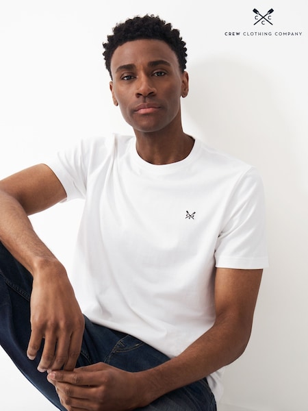 Crew Clothing Company White Classic 100% Cotton T-Shirt (B41587) | 124 QAR