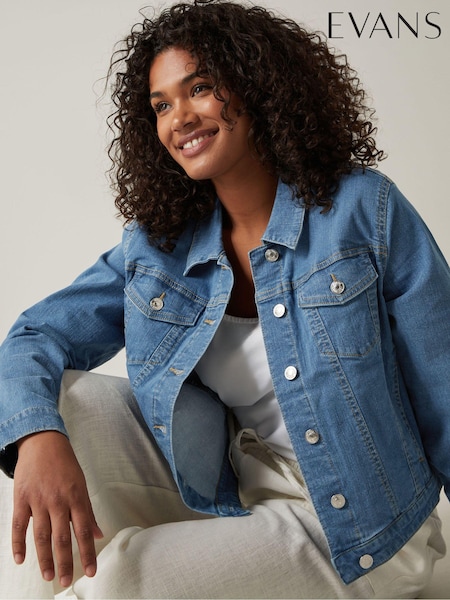 Аквамарин/Желтый/Белый - Evans Stretch Denim Jacket (B41626) | €56