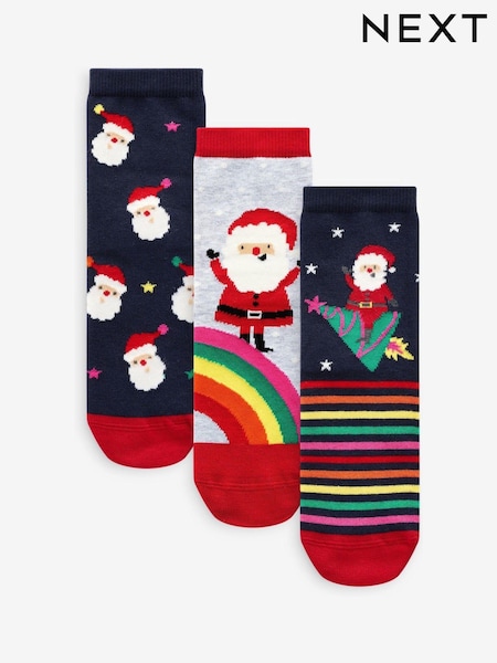 Navy/Rot - Cotton Rich Christmas Character Ankle Socks 3 Pack (B41661) | 5 € - 7 €