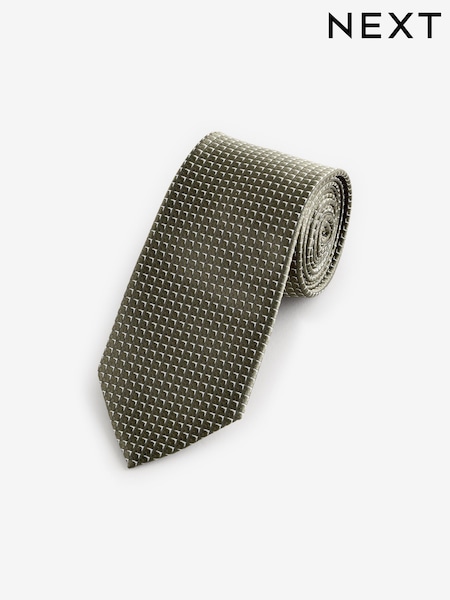Olive Green Textured Tie (B41705) | 41 QAR