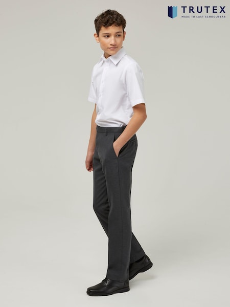 Trutex Shorter Length Slim Leg Senior Boys Grey School Trousers (B41801) | €36 - €40