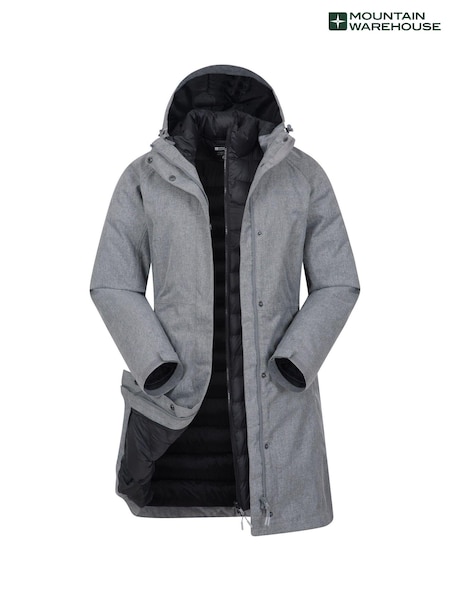 Gris - Mountain Warehouse Womens Alaskan 3-In-1 Waterproof Long Jacket (B41821) | 248 €