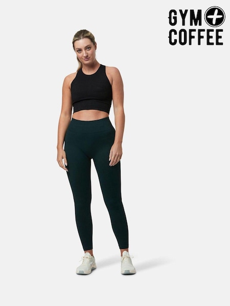 Gym + Coffee Green Womens Lotus Chevron 7/8 Leggings (B41851) | R$ 590